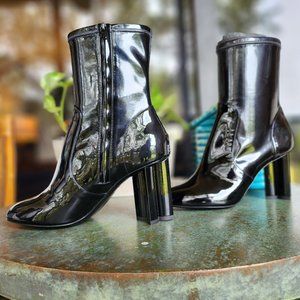 Louis Vuitton Patent Leather Mid-Calf Combat Boots